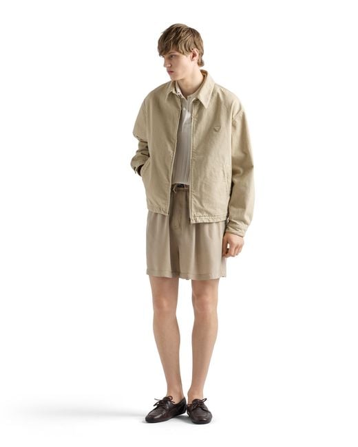 Prada Natural Old Denim Blouson Jacket, Sand for men