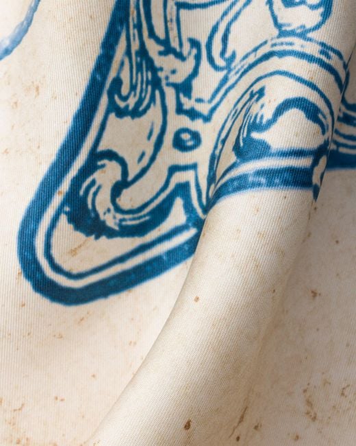 Prada Blue Printed Silk Twill Scarf 90, Cocoa/Ivory