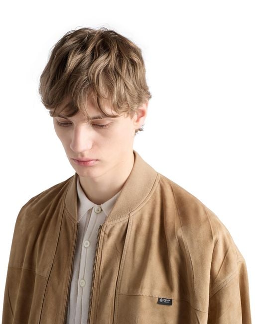Prada Natural Suede Bomber Jacket for men
