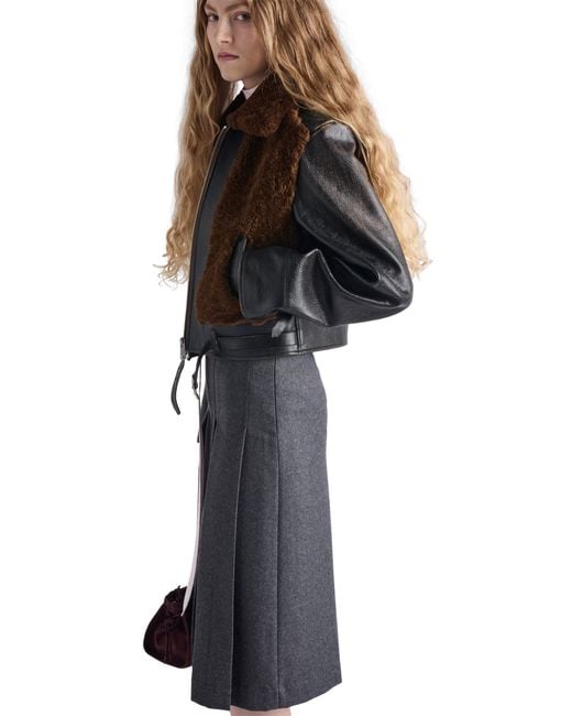 Prada Gray Pleated Flannel Skirt