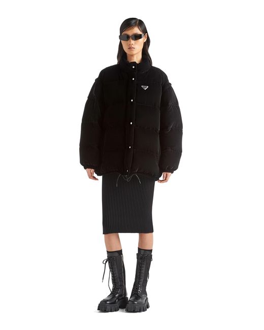 Prada Blue Convertible Velvet Down Jacket