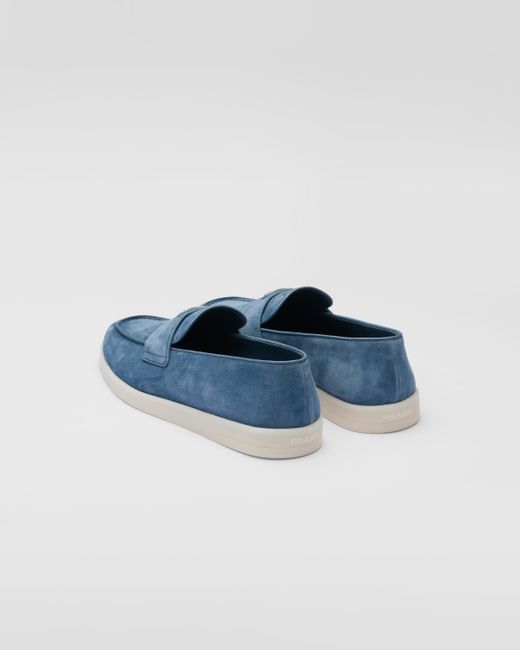 Prada Blue Suede Loafers for men