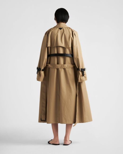 Prada Natural Double-Breasted Cotton Twill Trench Coat