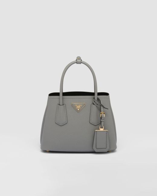 Prada Gray Double Saffiano Leather Mini Bag