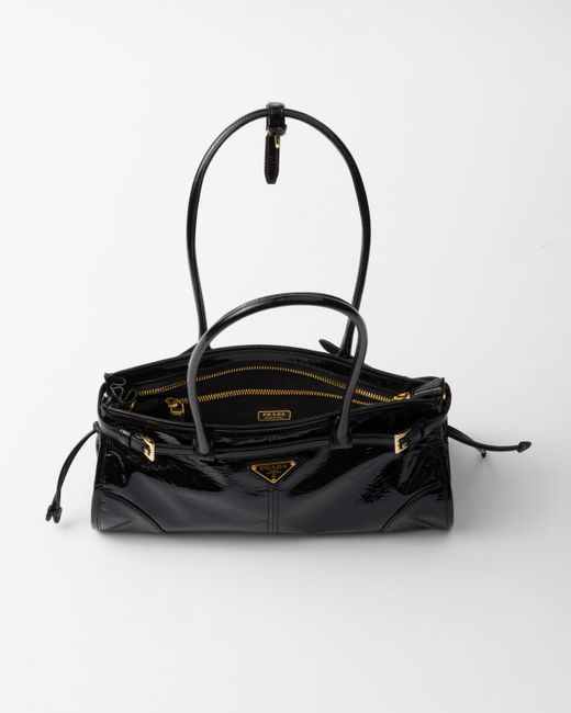 Prada Bonnie Medium Naplak Patent Leather Handbag in Black | Lyst