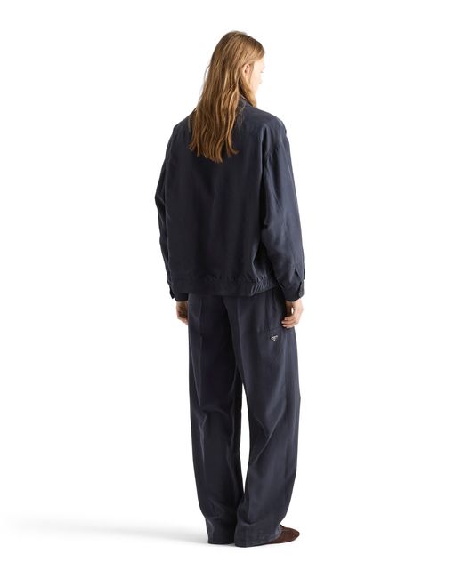 Prada Blue Washed Silk Pants