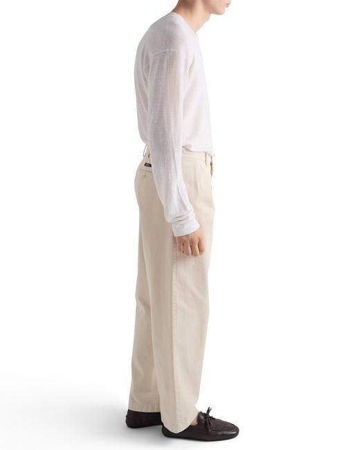 Prada Natural Wide-Leg Cotton Pants for men