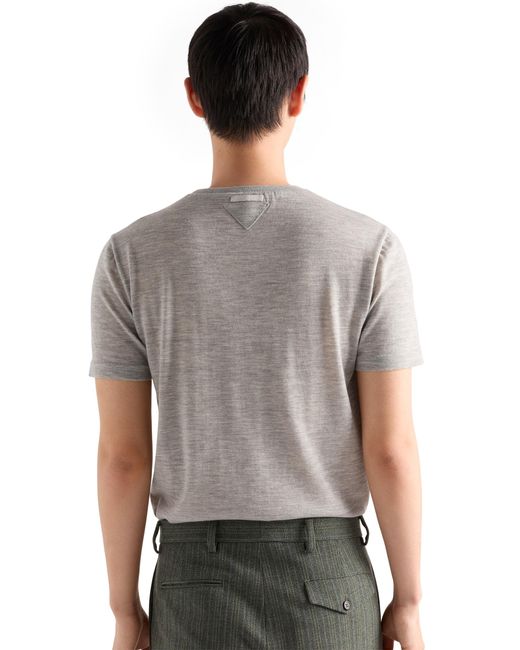 Prada Gray Oversized Cashmere T-Shirt for men