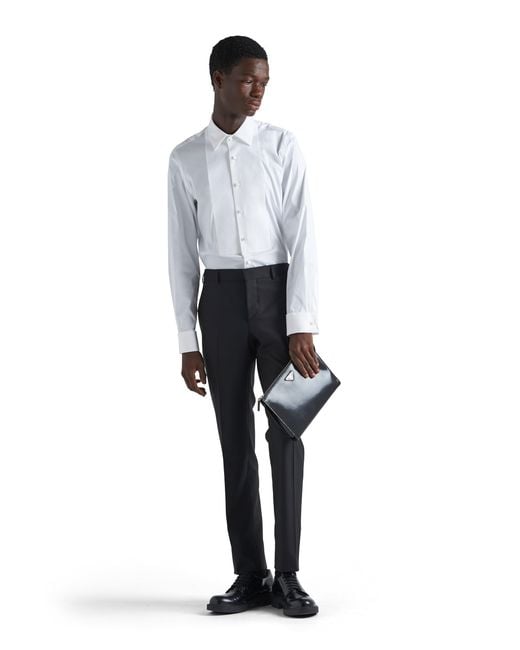 Prada White Stretch Cotton Shirt for men