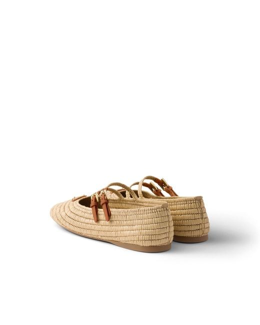 Prada Natural Crochet Ballerinas, Size 35