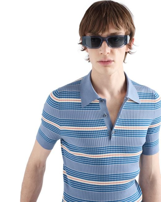Prada Blue Sunglasses With Triangle Logo for men