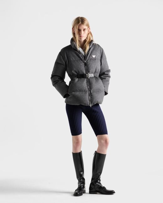 Doudoune En Loden Prada en coloris Gray