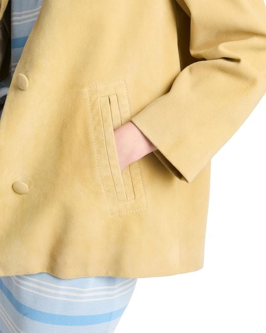 Prada Yellow Suede Caban Jacket, Pollen