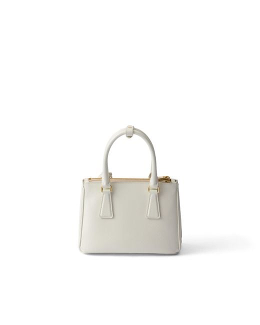 Prada White Galleria Mini Patent Saffiano Bag