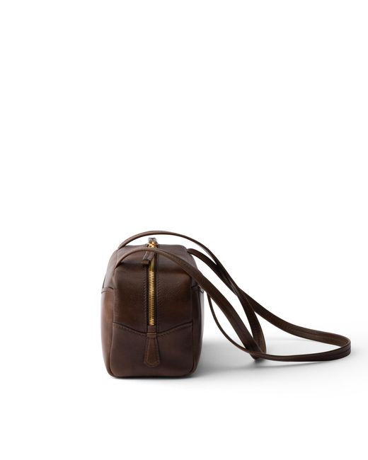 Prada Brown Carry Antiqued Leather Top-Handle Mini-Bag