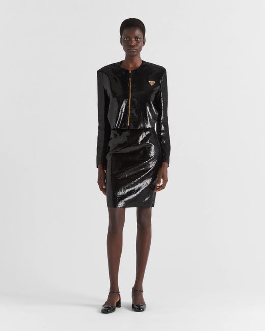 Prada Black Sequined Midi-skirt