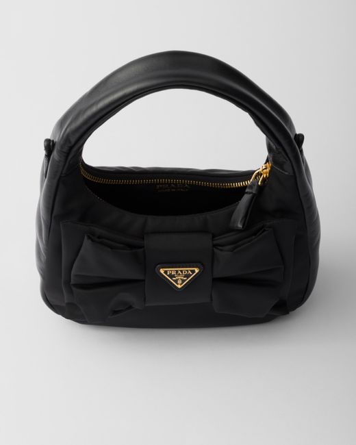 Mini Sac En Re-Nylon Et Cuir Nappa Avec Nœud Prada en coloris Black