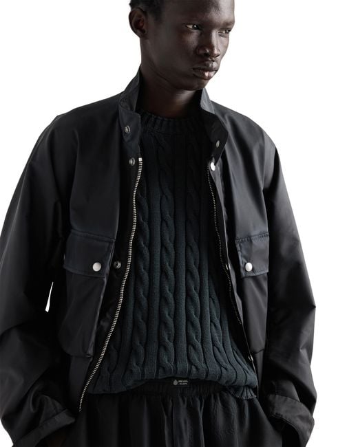 Prada Black Cotton Crew-Neck Sweater for men
