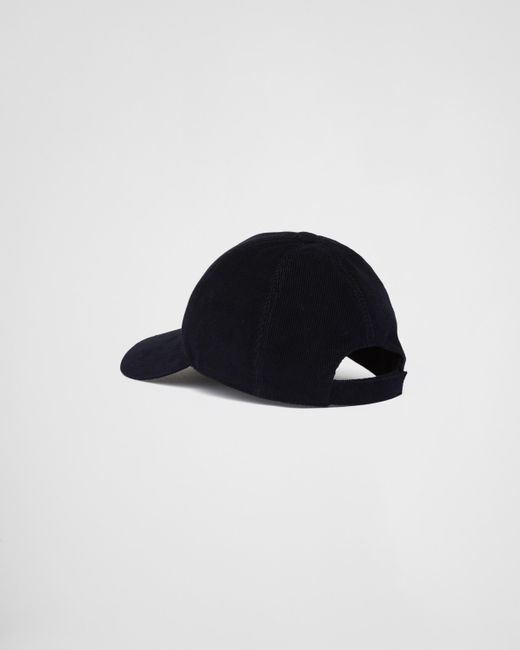 Prada Corduroy Baseball Cap in Black for Men | Lyst UK