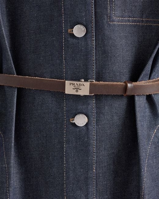 Prada Blue Belted Denim Dress