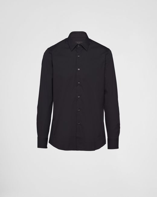 Prada Blue Stretch Poplin Shirt for men