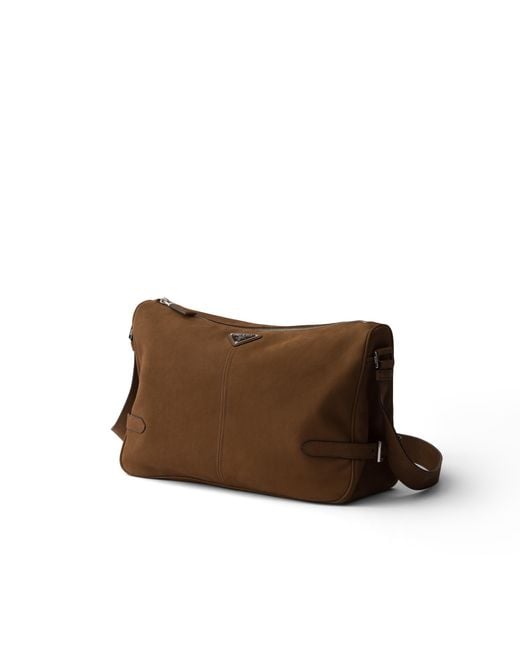 Prada Brown Nubuck Leather Shoulder Bag for men