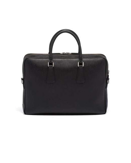 Prada Black Saffiano Leather Briefcase for men