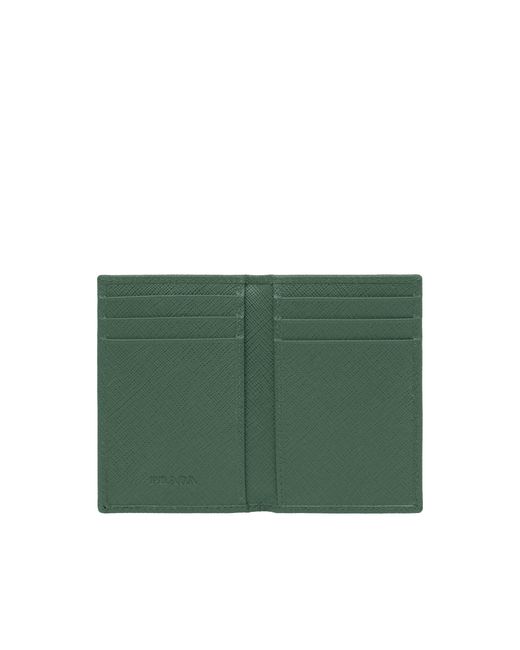 Prada Green Saffiano-Leather Card Holder for men
