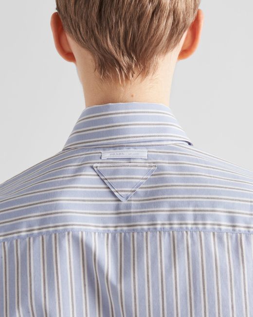Prada Gray Striped Poplin Shirt