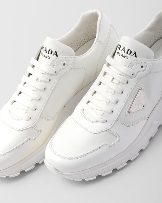 Prada Sneaker Aus Leder in White für Herren