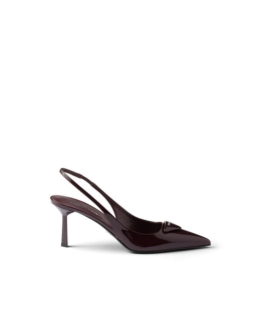 Prada White Patent Leather Slingback Pumps