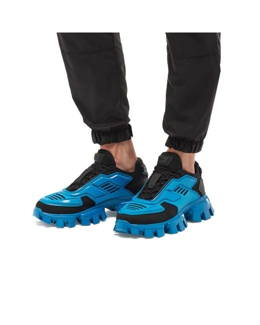 Prada Rubber Cloudbust Thunder Knit Sneakers in Blue for Men - Lyst