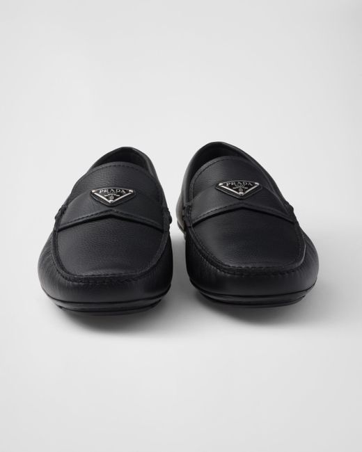 Prada Black Leather Driving Shoes for men