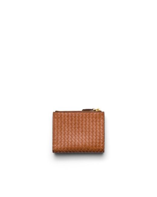 Prada White Small Woven Madras Leather Wallet
