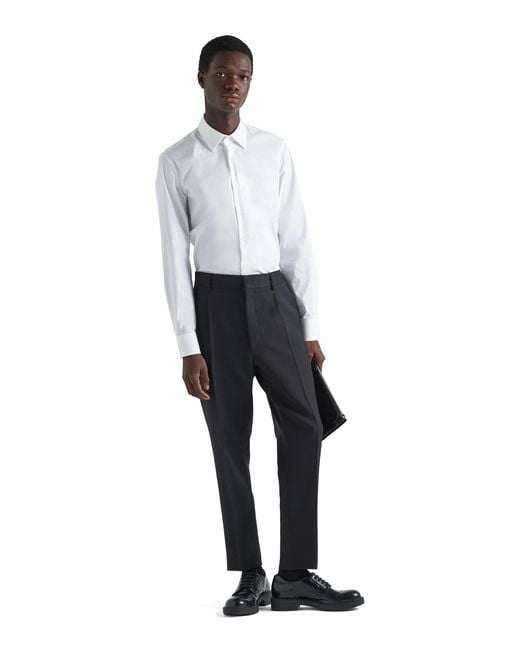 Prada White Stretch Cotton Shirt for men
