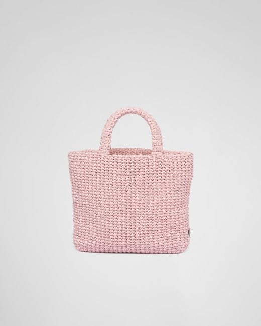 Borsa Shopping Small In Tessuto Intrecciato di Prada in Pink