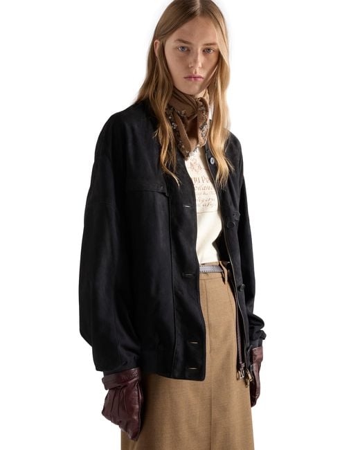 Prada Black Suede Blouson Jacket