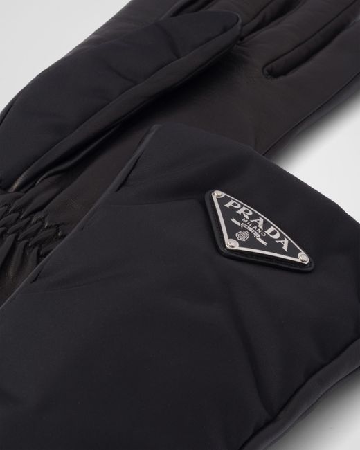 Prada Black Handschuhe Aus Re-nylon