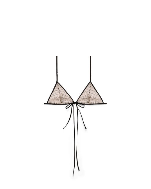 Prada White Polka-Dot Silk Chiffon Bra