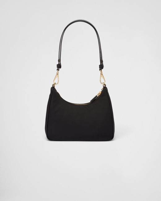 Small Vlogo Moon Hobo Bag In Leather With Chain for Woman in Black