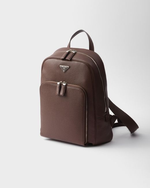 Prada Brown Leather Backpack for men