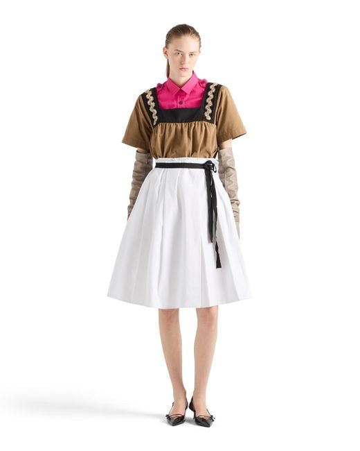 Prada Brown Embroidered Old Gabardine Top