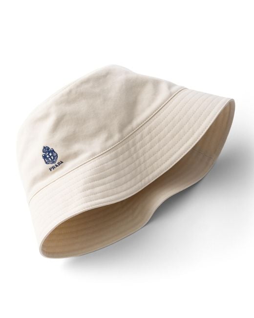Prada White Old Gabardine Bucket Hat for men