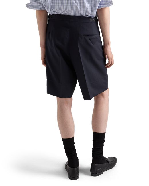 Prada Blue Mohair And Wool Bermudas for men