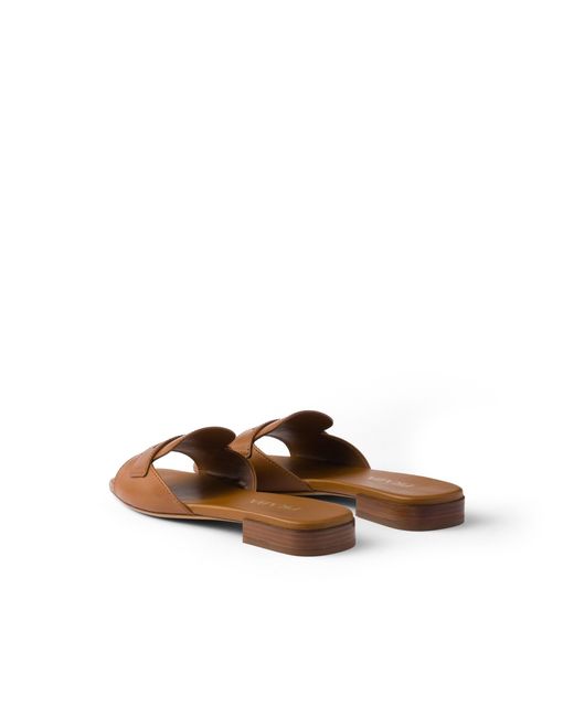 Prada Brown Leather Slides