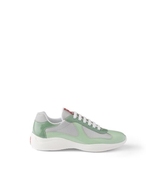 Prada Green Patent Leather And Technical Fabric America's Cup Sneakers, Size 9 for men