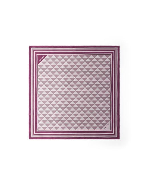 Prada Purple Jacquard Silk Scarf 55