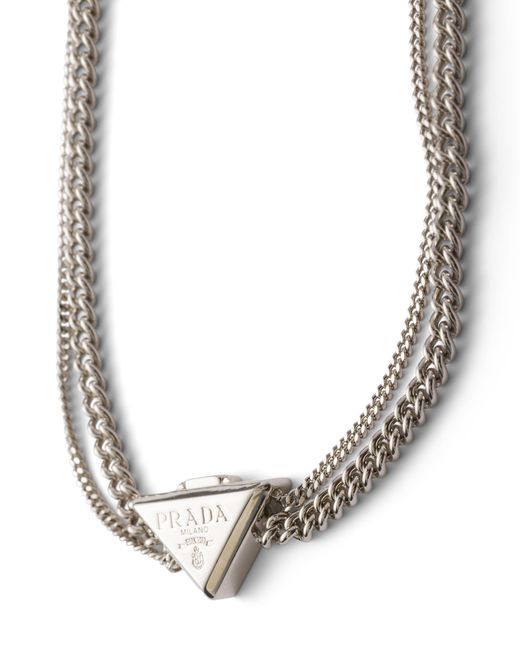 Prada Metallic Metal Necklace for men