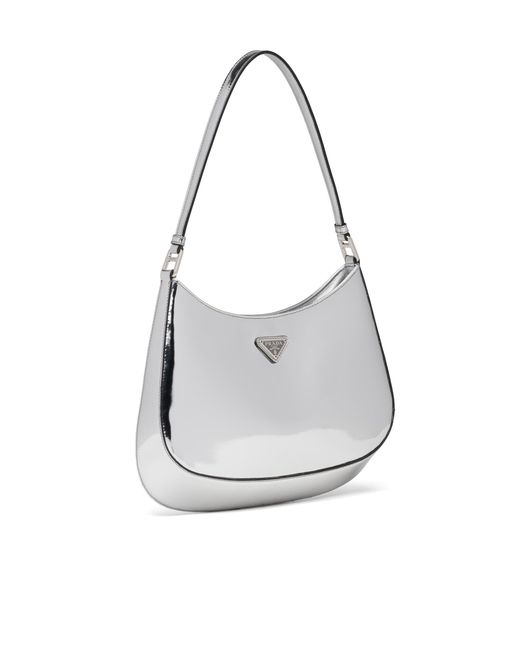 Prada White Cleo Brushed Leather Shoulder Bag