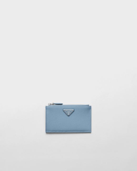 Prada Blue Kartenetui Aus Saffiano-Leder